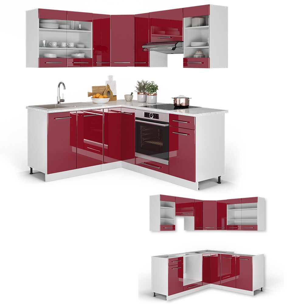 Vicco Eckküche Küchenzeile Küchenblock 160x180cm Fame-Line Winkelküche Hochglanz