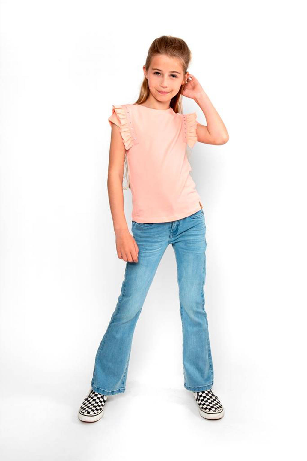 No Way Monday T-shirt met ruches roze