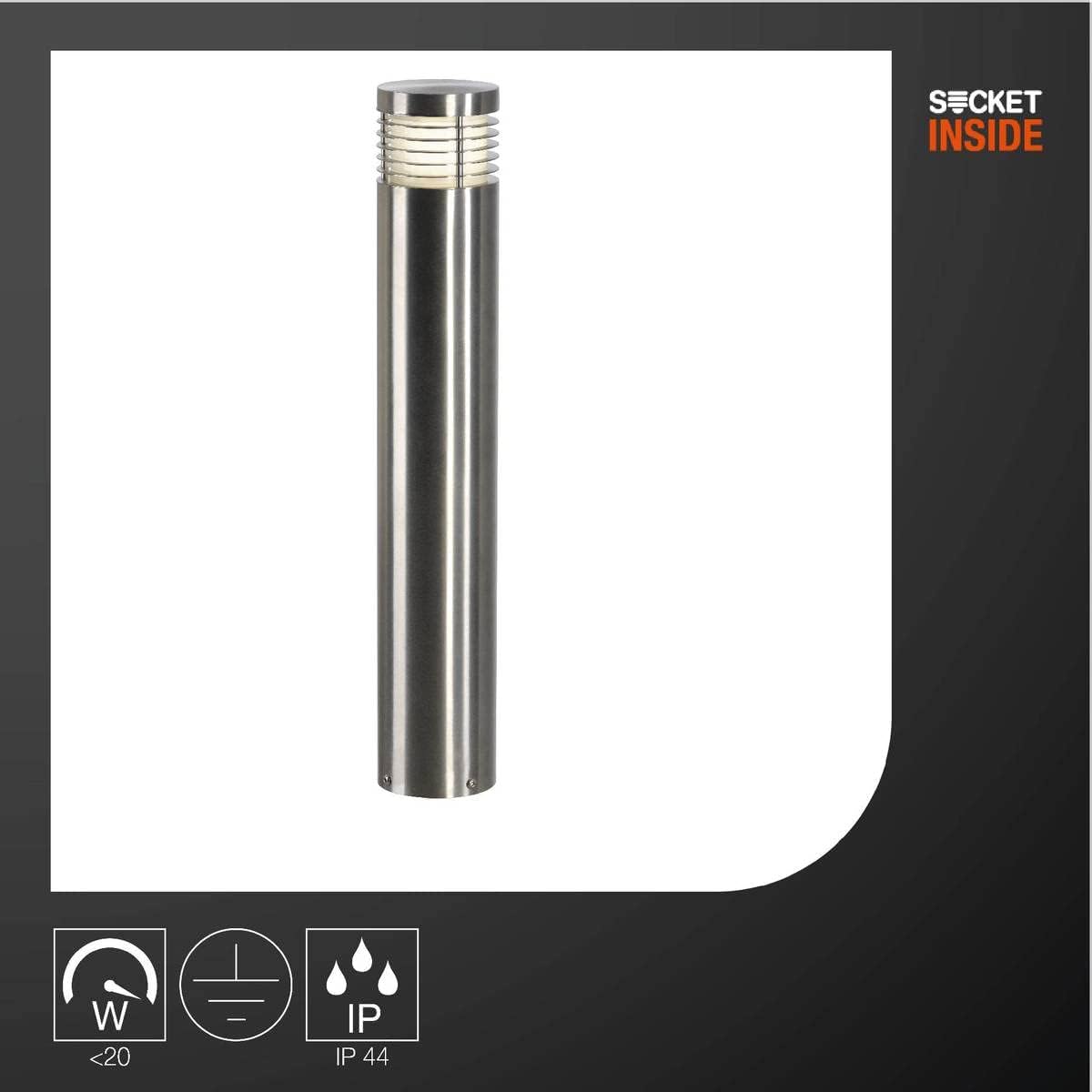 SLV VAP SLIM 60 | Design Außen-Standleuchte aus Edelstahl zur stilvollen Outdoor-Beleuchtung, Wege-Leuchte, Einfahrt, Garten| rund, E27, IP44, edelstahl gebürstet
