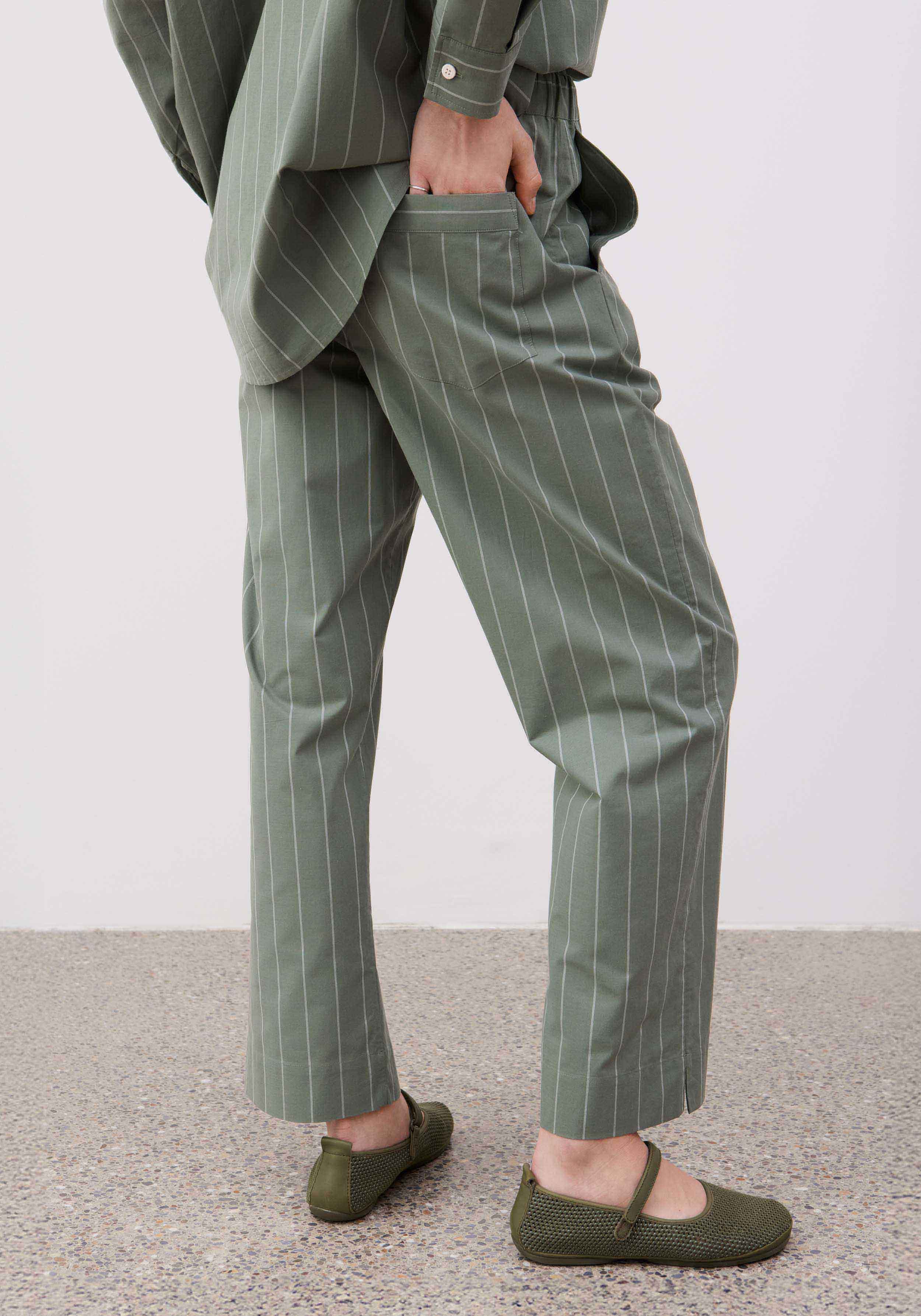 Lavie Stoffhose Yoko Striped Fichtengrün/Undyed