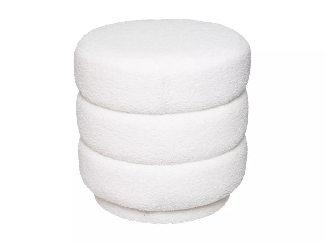 Pouf en Tissu bouclé Blanc D 40 x H 40 cm