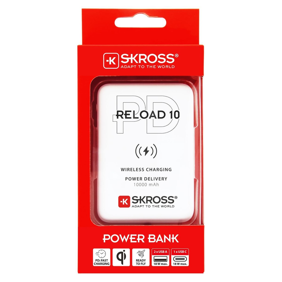 Ladda om 10, Power Bank, Wireless Qi, PD