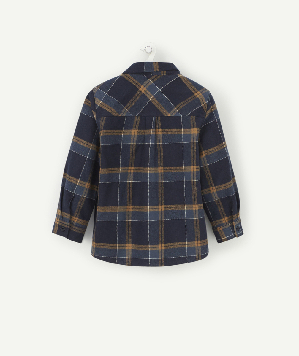 CHEMISE VELOURS À CARREAUX BLEUE ET MARRON BÉBÉ GARÇON