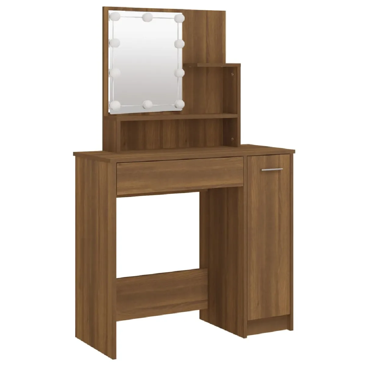 Coiffeuse Helloshop26 avec LED - 86,5 x 35 x 136 cm - Marron