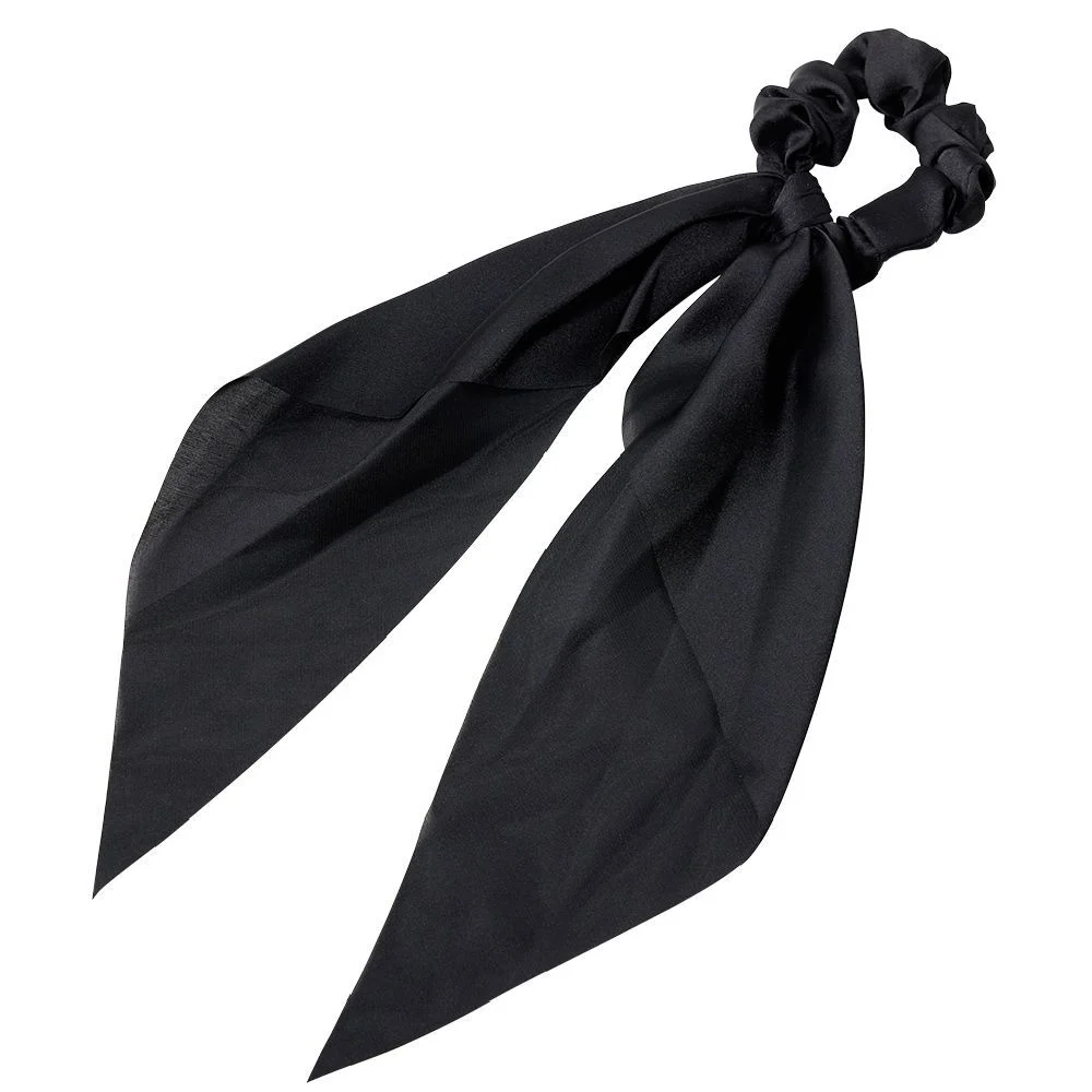 Chouchou foulard long noir Ø8xL37cm