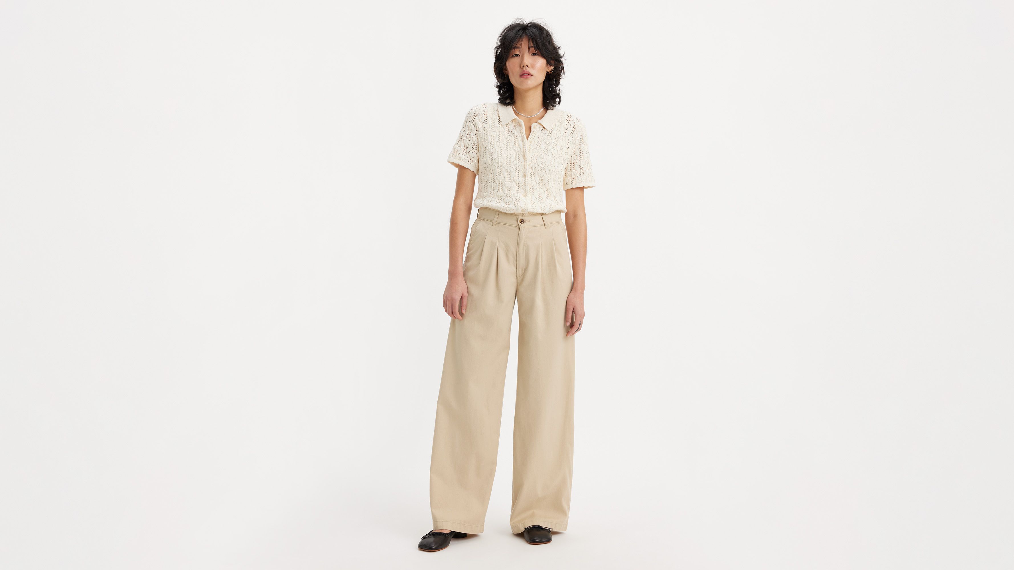 Pantalon à pinces Wide Leg - Safari - Beige