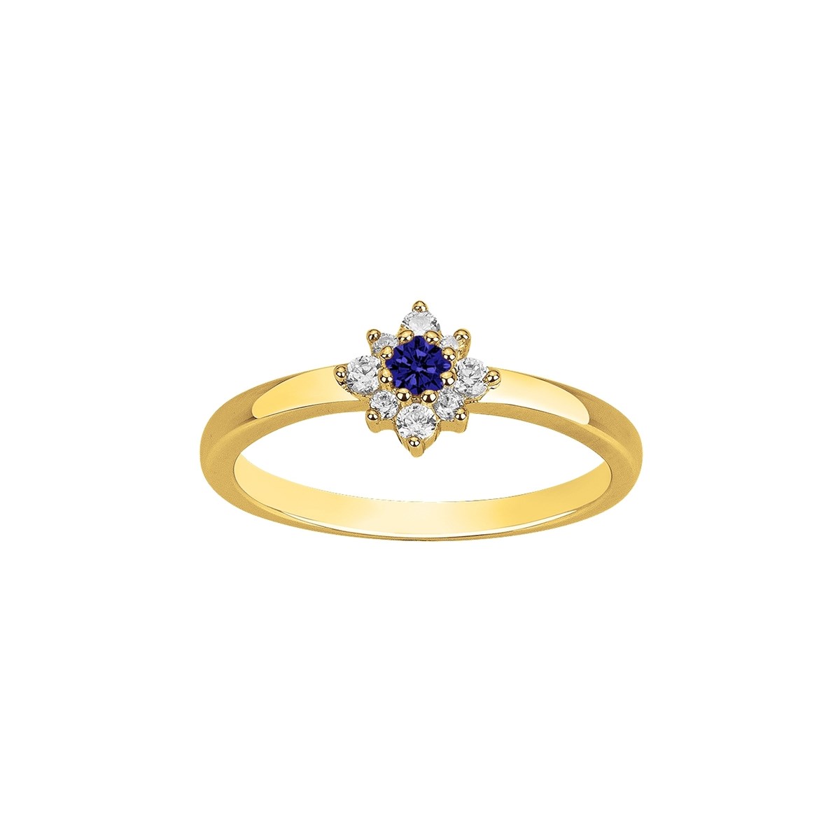 Bague en Plaqué Or avec spinelle bleu saphir