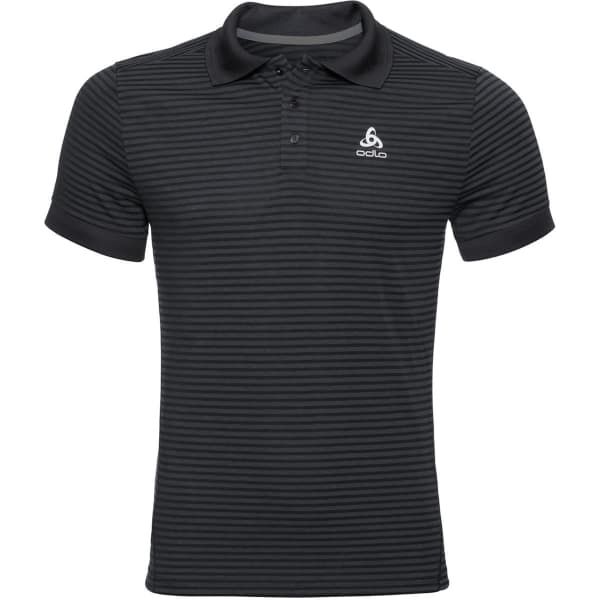 Polo randonnée ODLO POLO SHIRT S/S NIKKO DRY BLACK - ODLO STEEL GREY - STRIPES