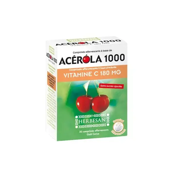 Herbesan Acerola 1000 e Vitamina C 180mg 30 comprimidos efervescentes