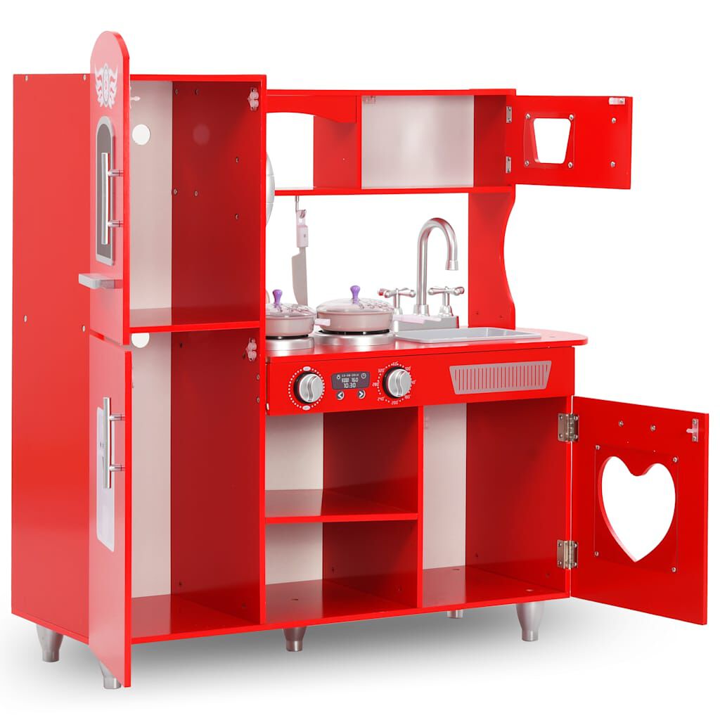 vidaXL Speelkeuken, MDF, 84 x 31 x 89 cm, Rood