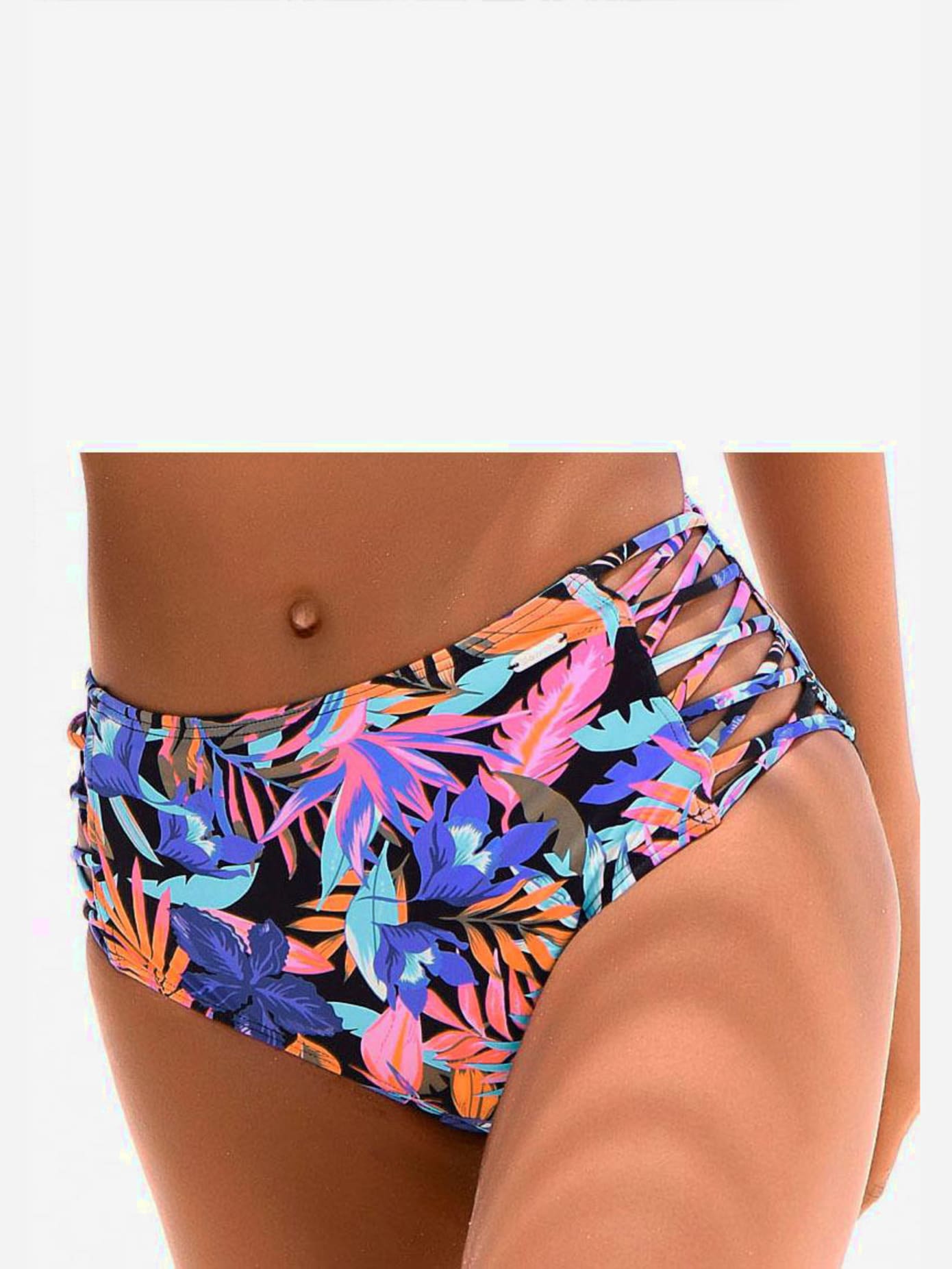 Bas de maillot de bain taille haute bandes croisées sur les côtés