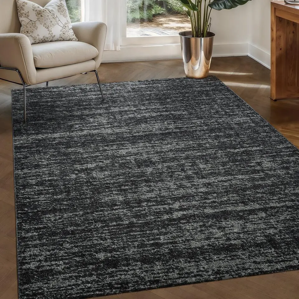 Relax Oslo - Laagpolig Effen Vloerkleed - Zwart - 160x230 CM
