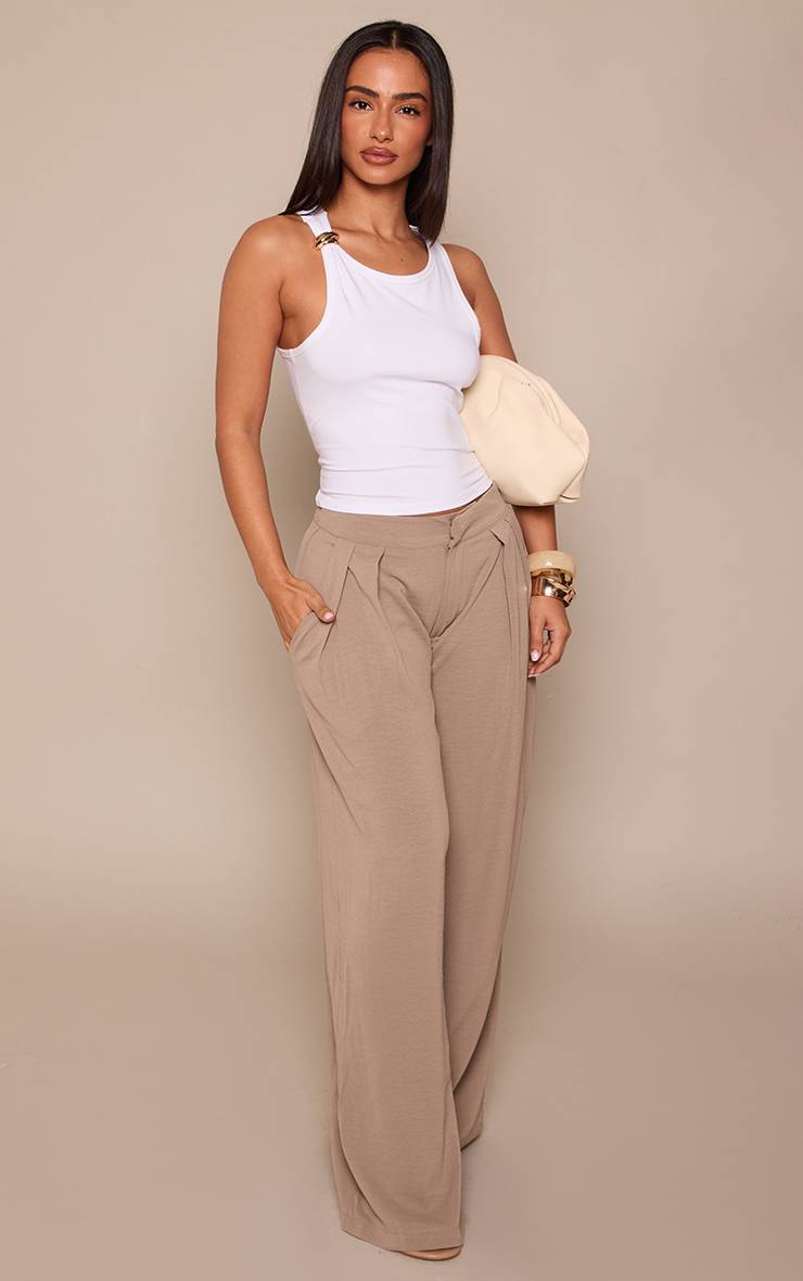 Champignon Pantalon Large À Double Pli En Tissu Fluide Petite