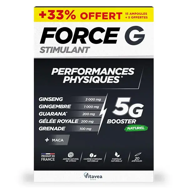 Vitavea Force G Estimulante Orgânico para Desempenho Físico 20 ampolas