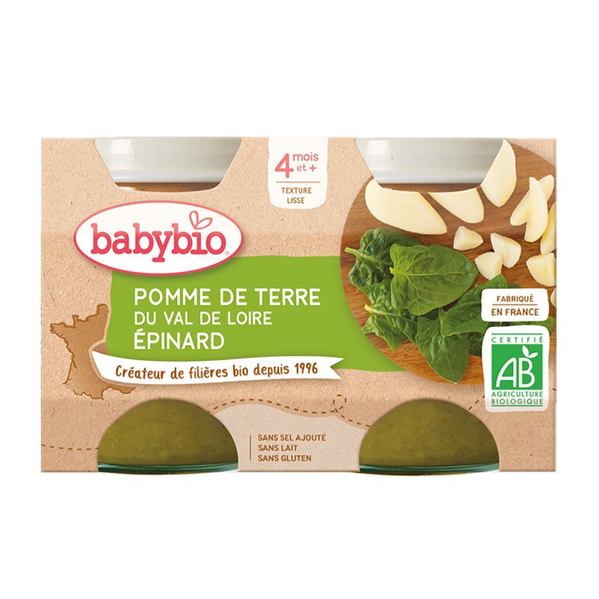 Petit pot pomme de terre et épinard bio - 2x130g - Doré