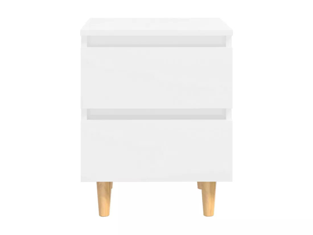 Table de chevet avec pieds en pin Blanc brillant 40x35x50 cm