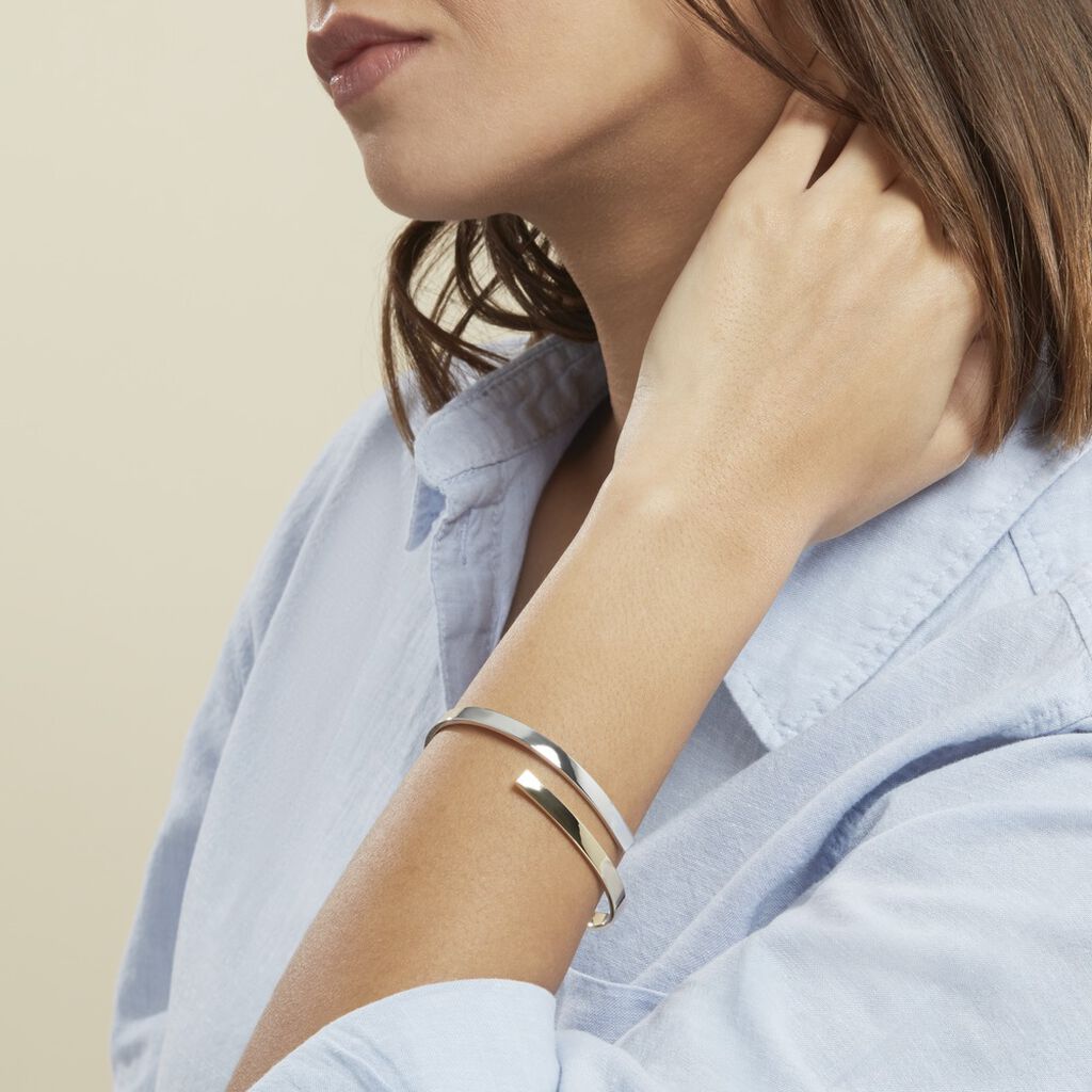 Bracelet Jonc Loise 2 Fils Carres Or Bicolore