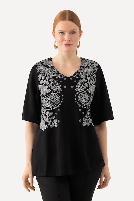 T-Shirt, bedruckt, Classic, V-Ausschnitt, Halbarm