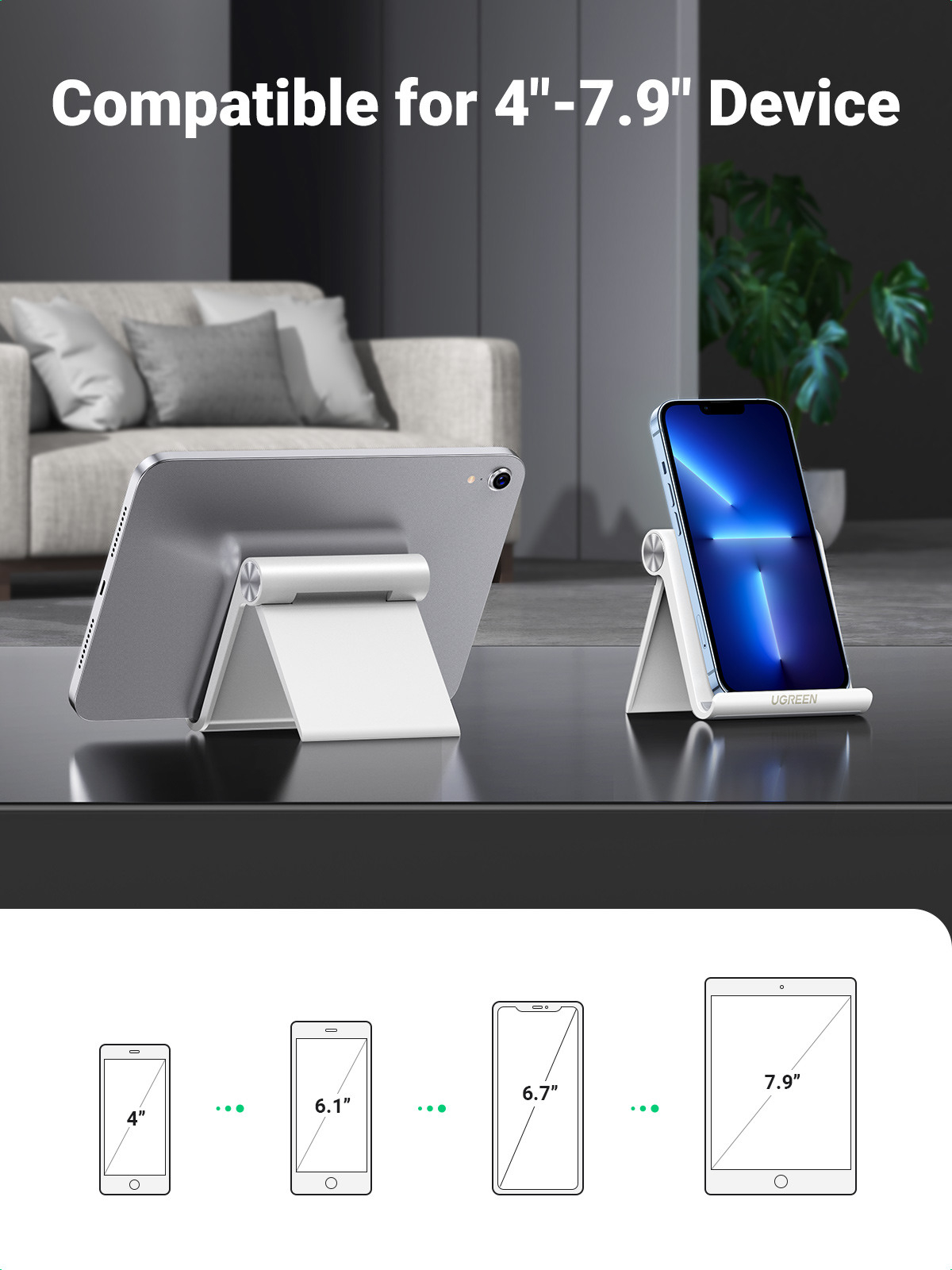 Winkel-verstellbare Smartphone / Handy Halterung (10.1 - 20.3 cm) (30285)  - Weiss