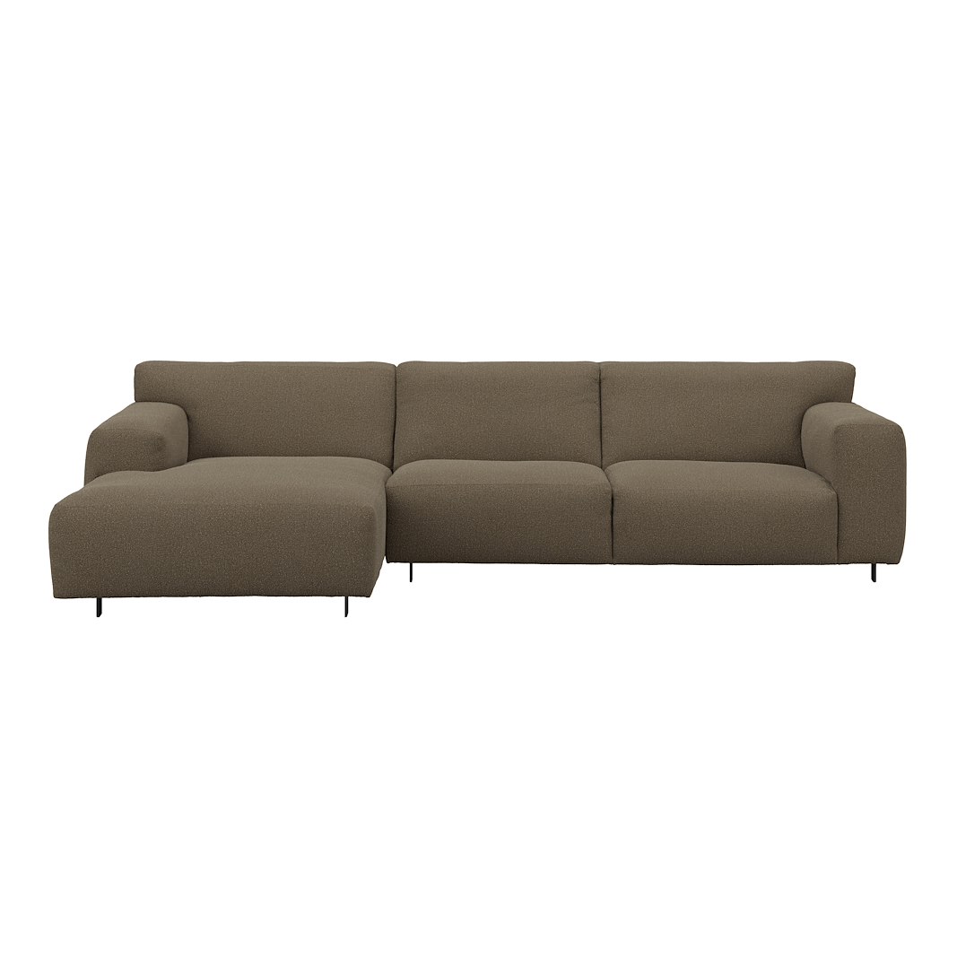 Vesta 2,5-seter med sjeselong venstre I Tekstil Gianni Mole, standardsøm, sort metallben 10 cm, Comfort CM