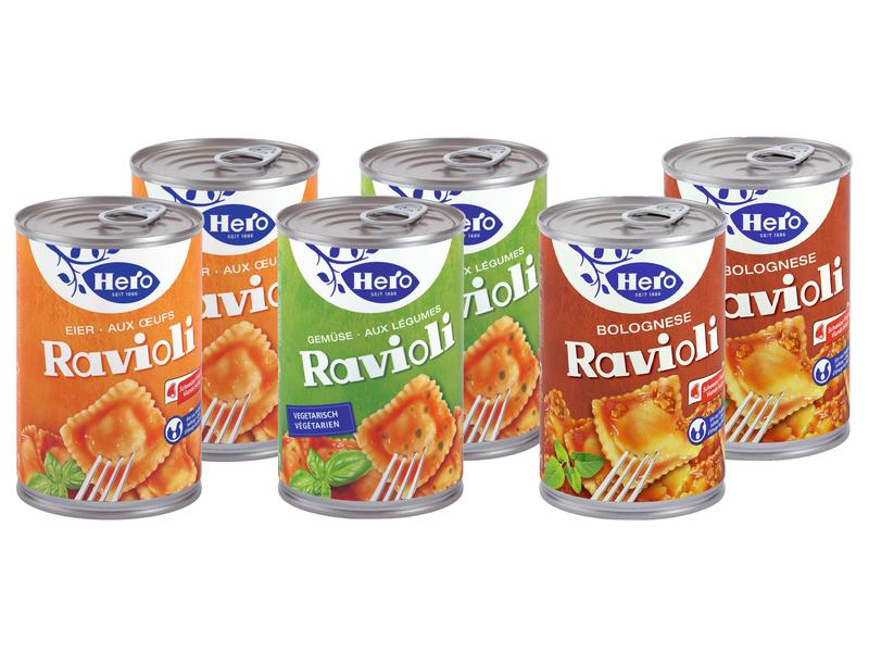 Hero Dose Ravioli Hit-Set 6 x 430 g Weiche Teigtaschen mit Fleischfüllung und würziger Tomatensauce