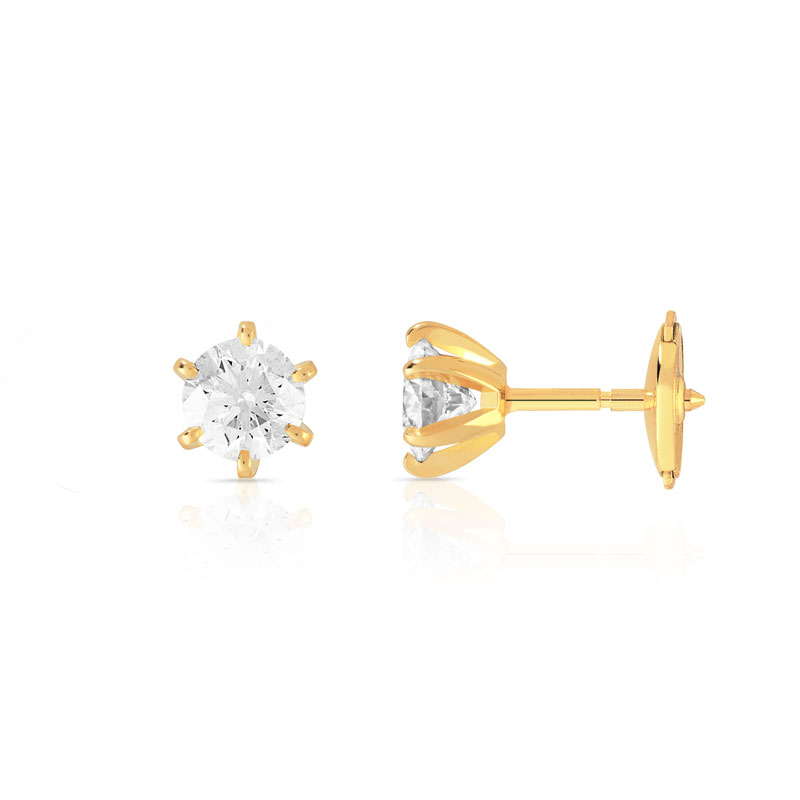 Boucles d'oreilles or 750 jaune diamant