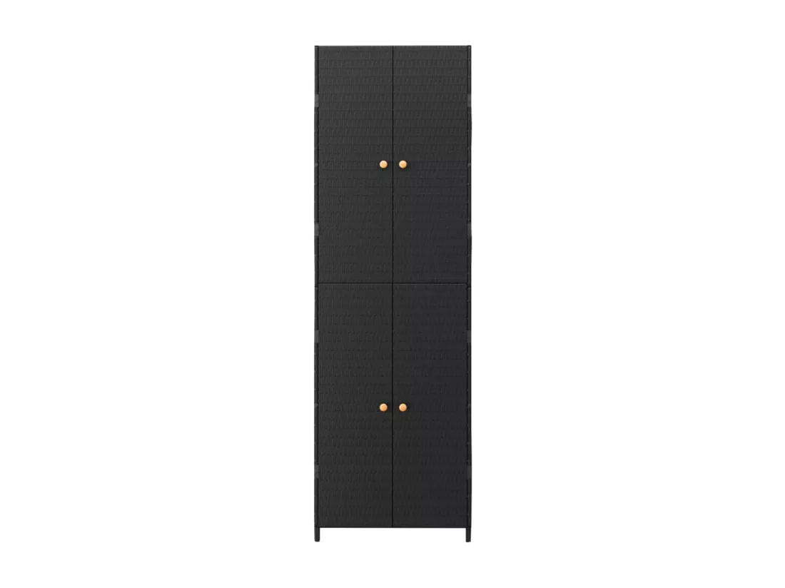 Armoire de rangement de jardin Noir 59x40x180 cm Résine tressée