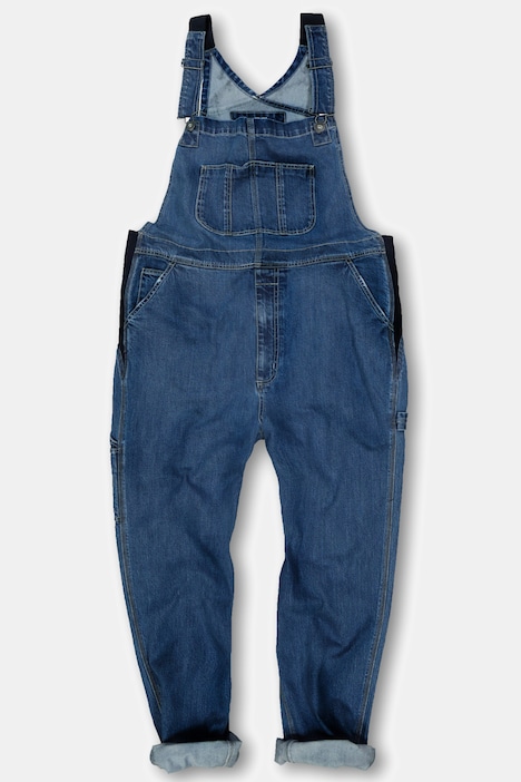Latzhose, Workwear, Jeans, viele Taschen, Elastikeinsätze, Relaxed Fit