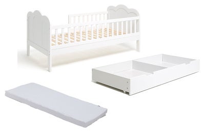 JLY DREAM Juniorseng ESTER Inkl. Oppbevaring & Madrass 70x140, Vit