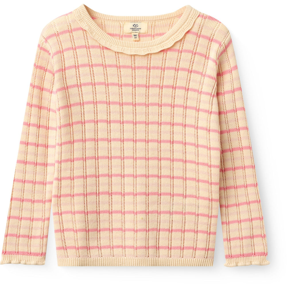 Køb COPENHAGEN COLORS Pink Comb. Strikket Stripe Pointelle Ls Bluse