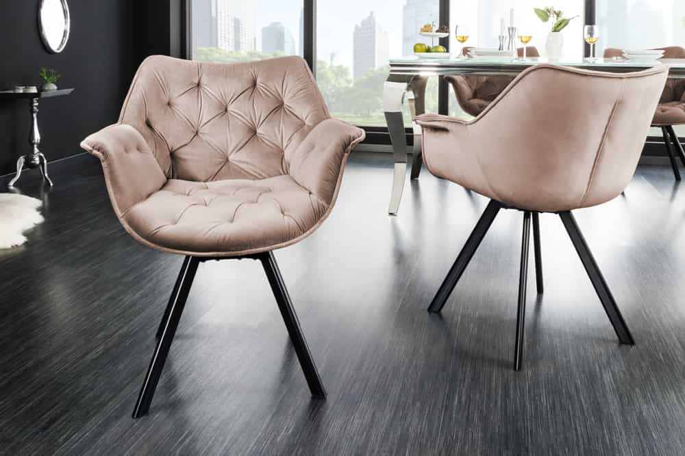 Drehbarer Stuhl THE DUTCH COMFORT greige Samt mit Armlehnen Modern Design