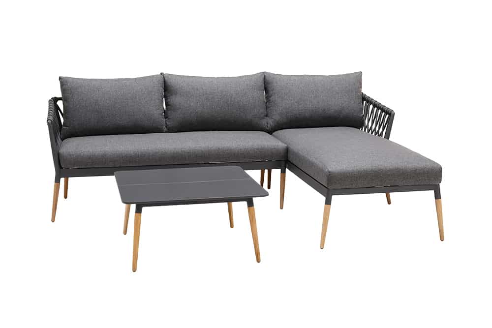 Outdoor Gartenlounge IPANEMA 240cm anthrazit Aluminium Teakholz wetterfest