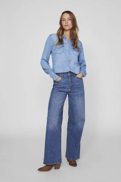 Vila blauwe dames blouse