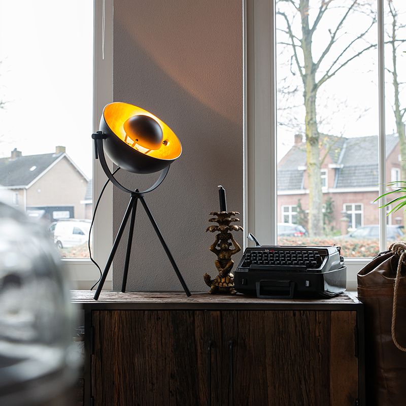 Tafellamp zwart met goud 63,3 cm tripod verstelbaar - Magnax