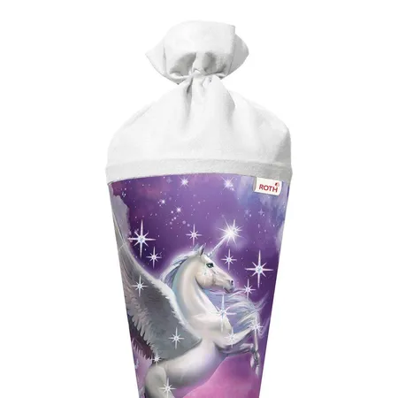 Roth Motiv-Schultüte, Magic Pegasus, 70cm, rund, Rot(h)-Spitze, Filzverschluss, Glitter