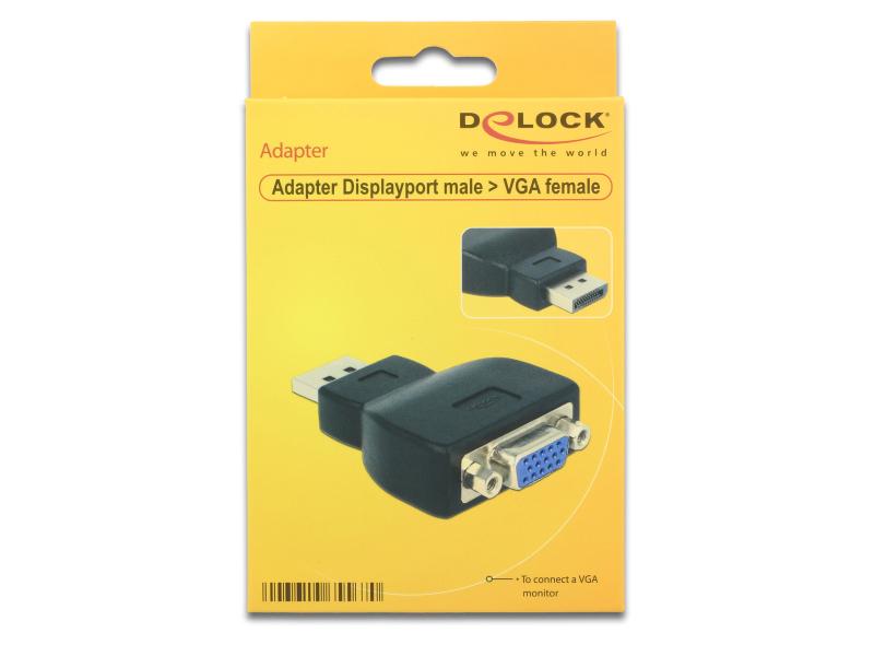 Delock Adapter Displayport - VGA Schwarz Displayport zu VGA Adapter