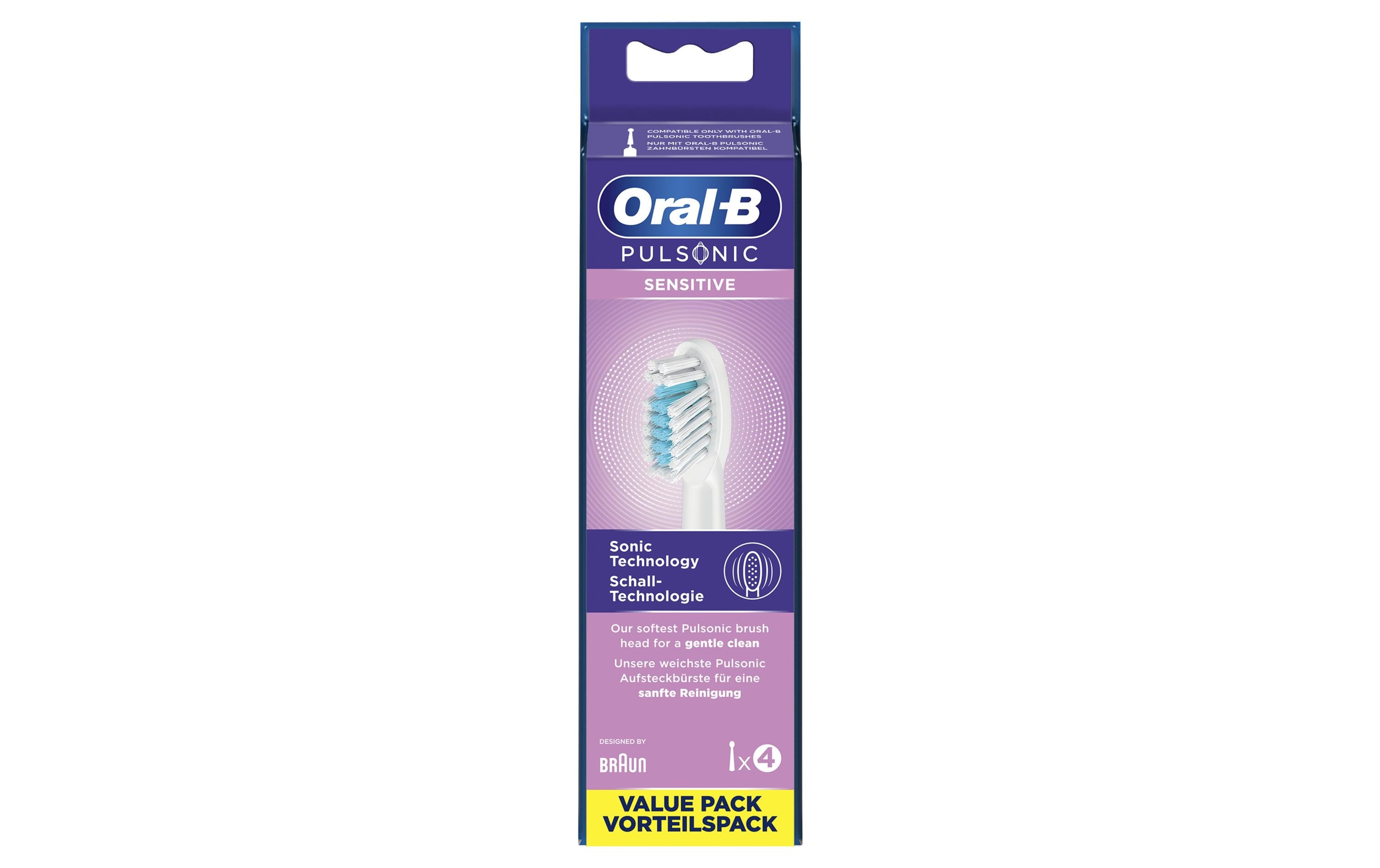 Zahnbürstenkopf Pulsonic Sensitive 4 StückErsatzbürsten für Oral-B Pulsonic Schallzahnbürsten