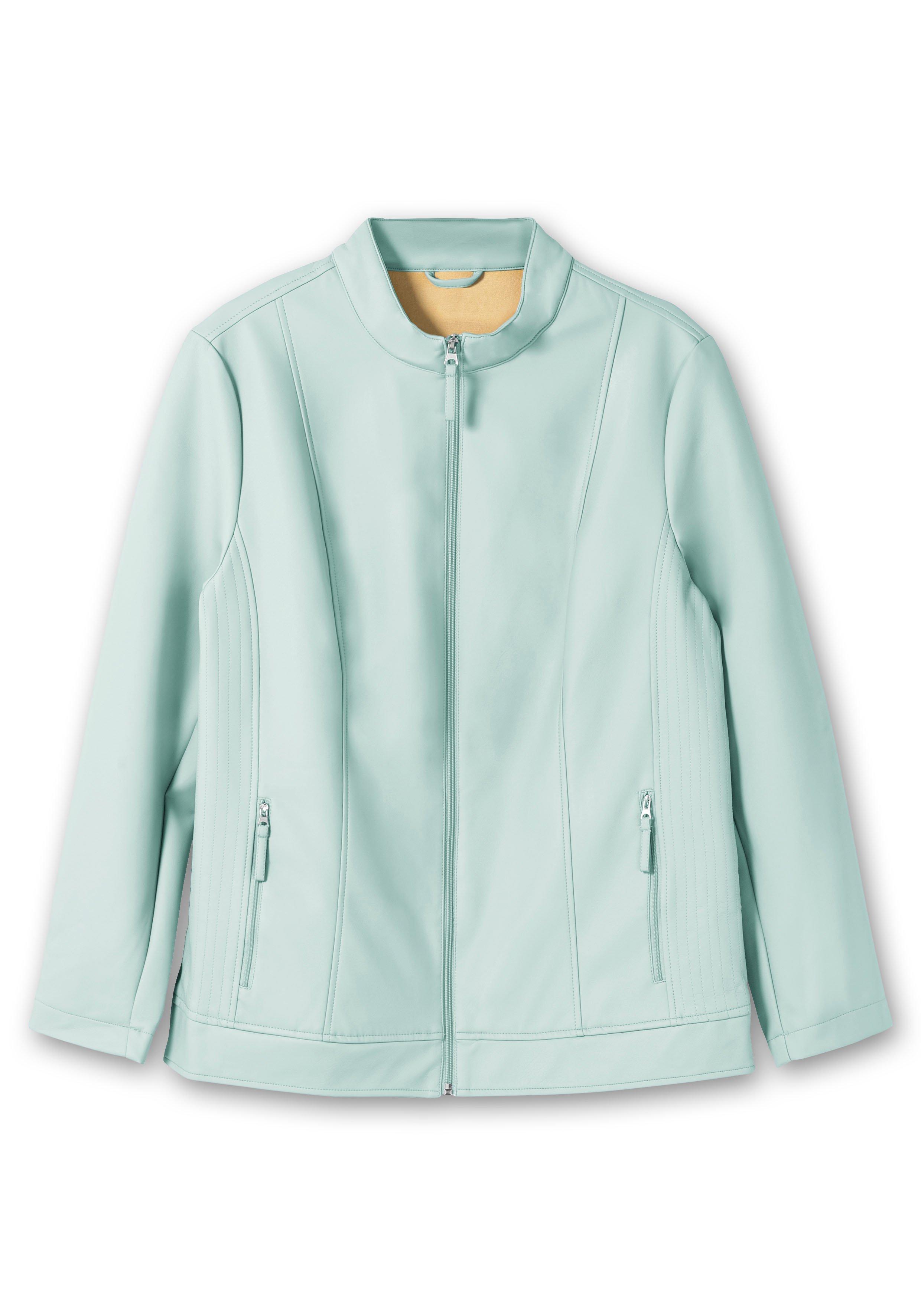 Jacke mit Stehkragen, aus Lederimitat