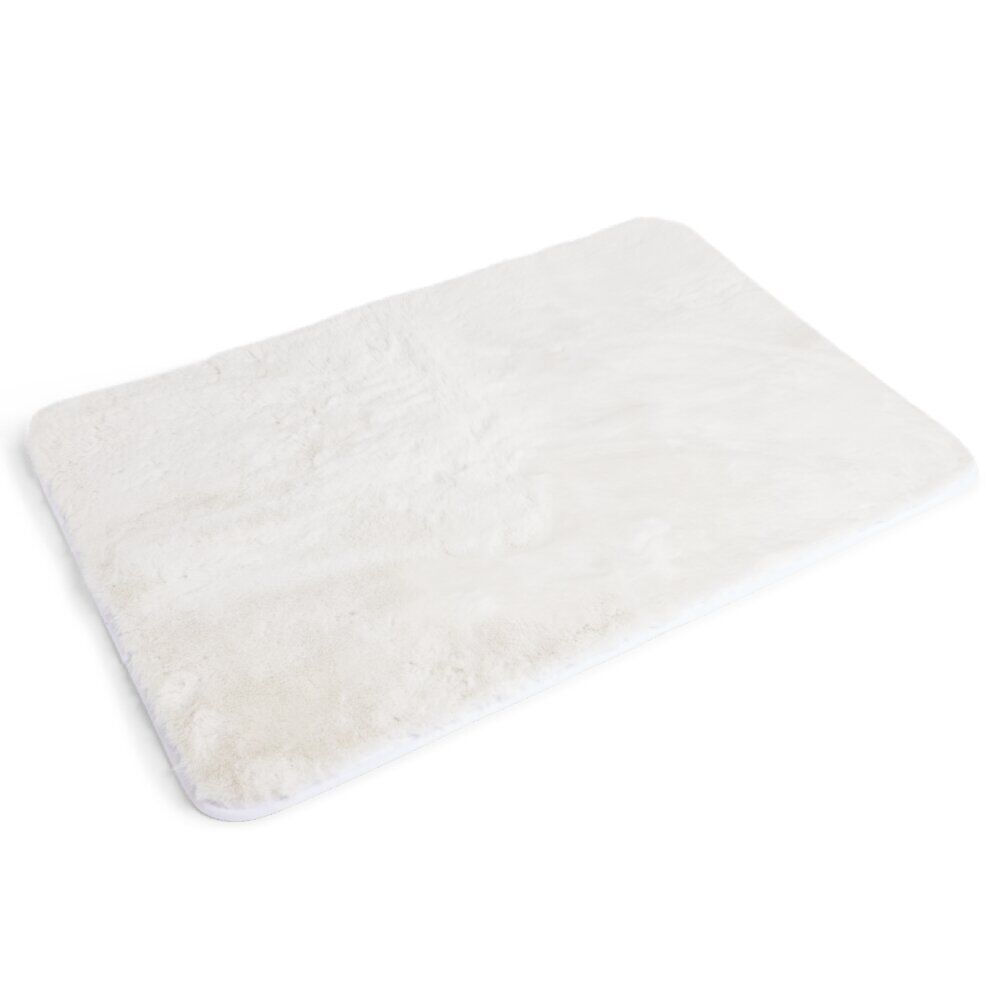 Tapis uni imitation fourrure 60x90cm - 2 coloris blanc ou beige