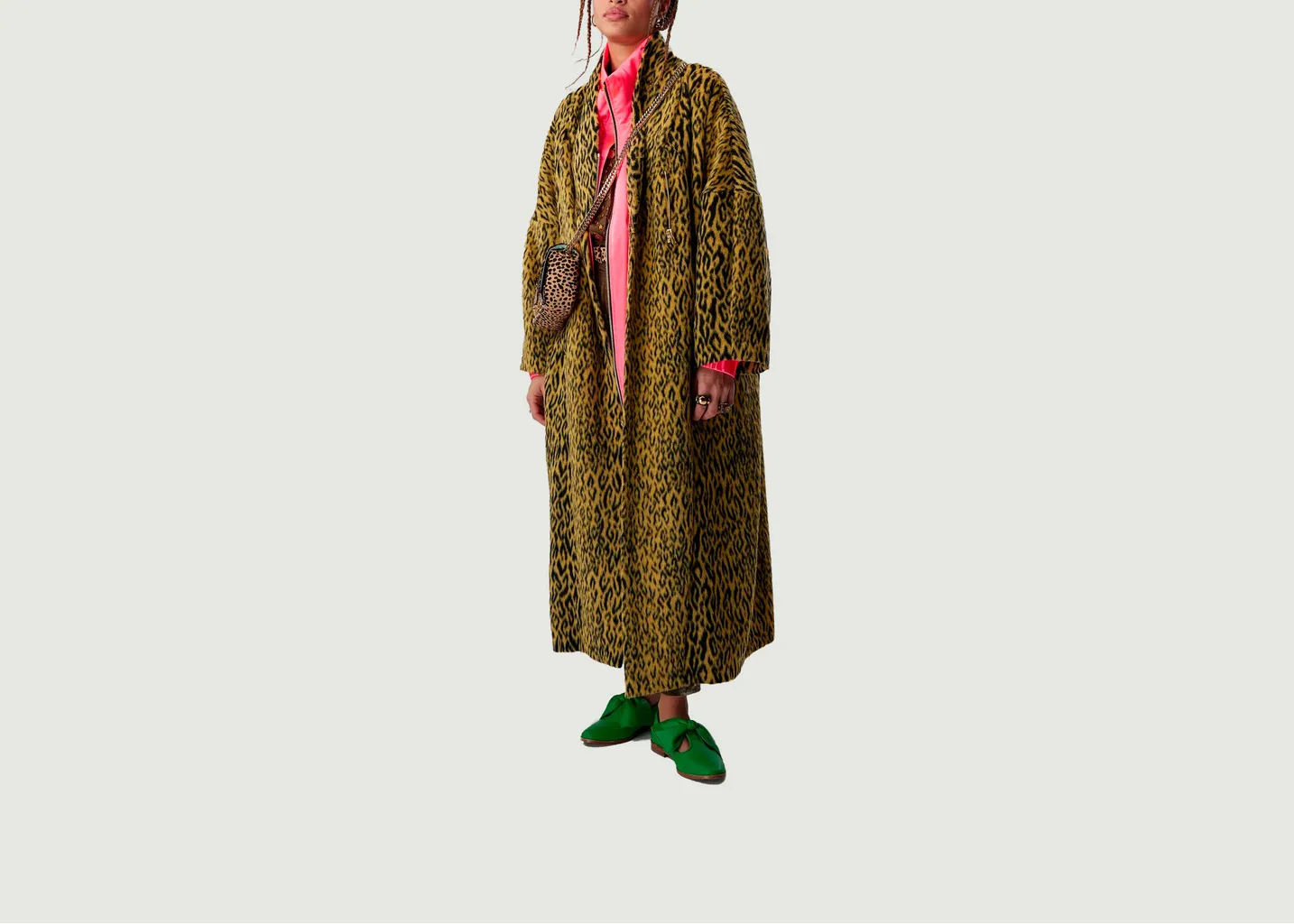 Manteau Eren En Laine Jaune Léopard Heimstone