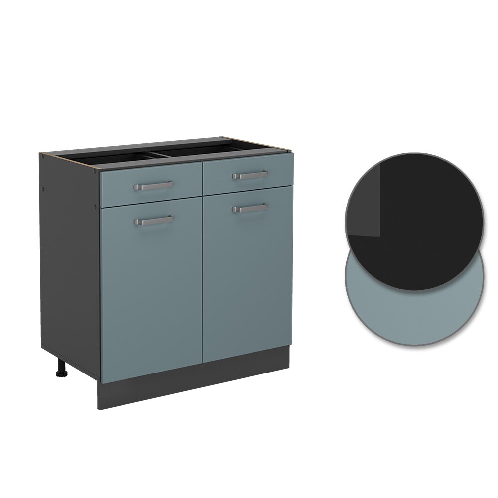 Vicco Schubunterschrank Küchenschrank R-Line Solid Anthrazit Blau Grau 80 cm modern