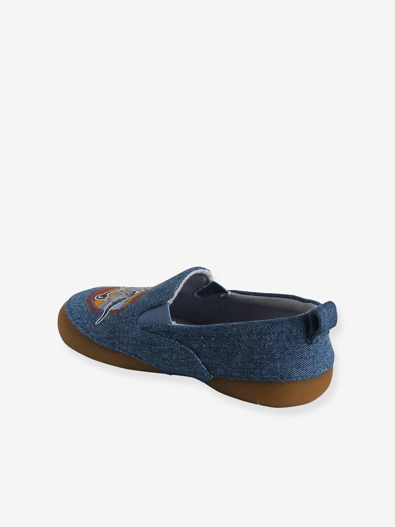 Pantufas infantis de lona azul com elástico