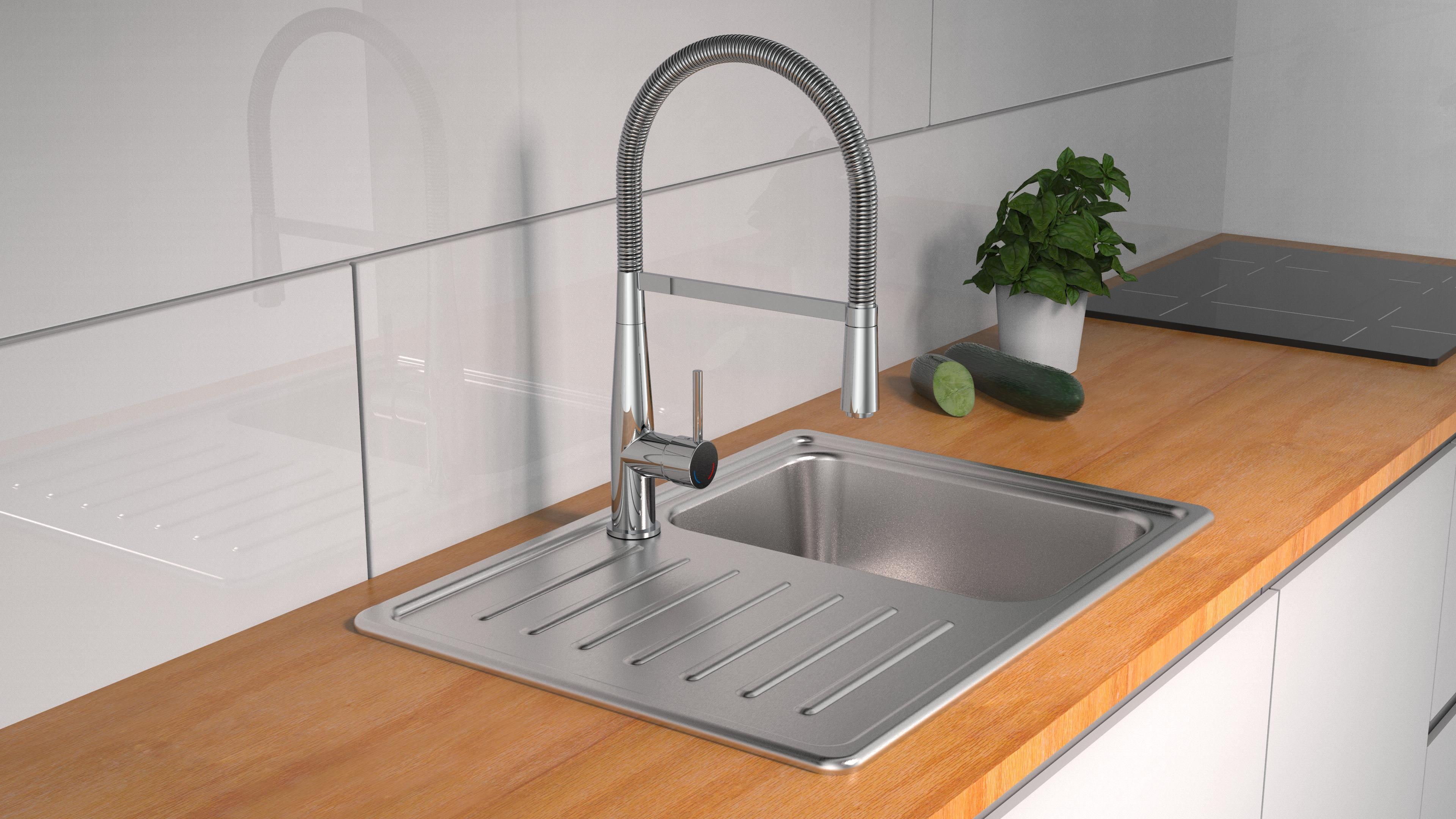 Schutte NEW YORK ééngreepsmengkraan keuken met spiraalveer, chroom