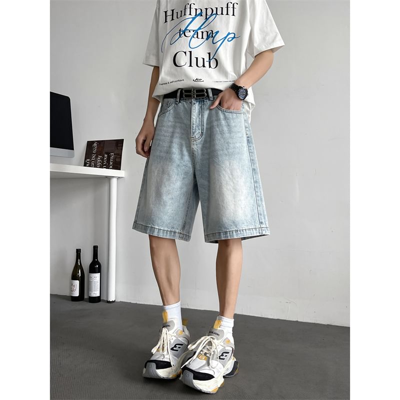 Plummie - High Waist Washed Denim Shorts