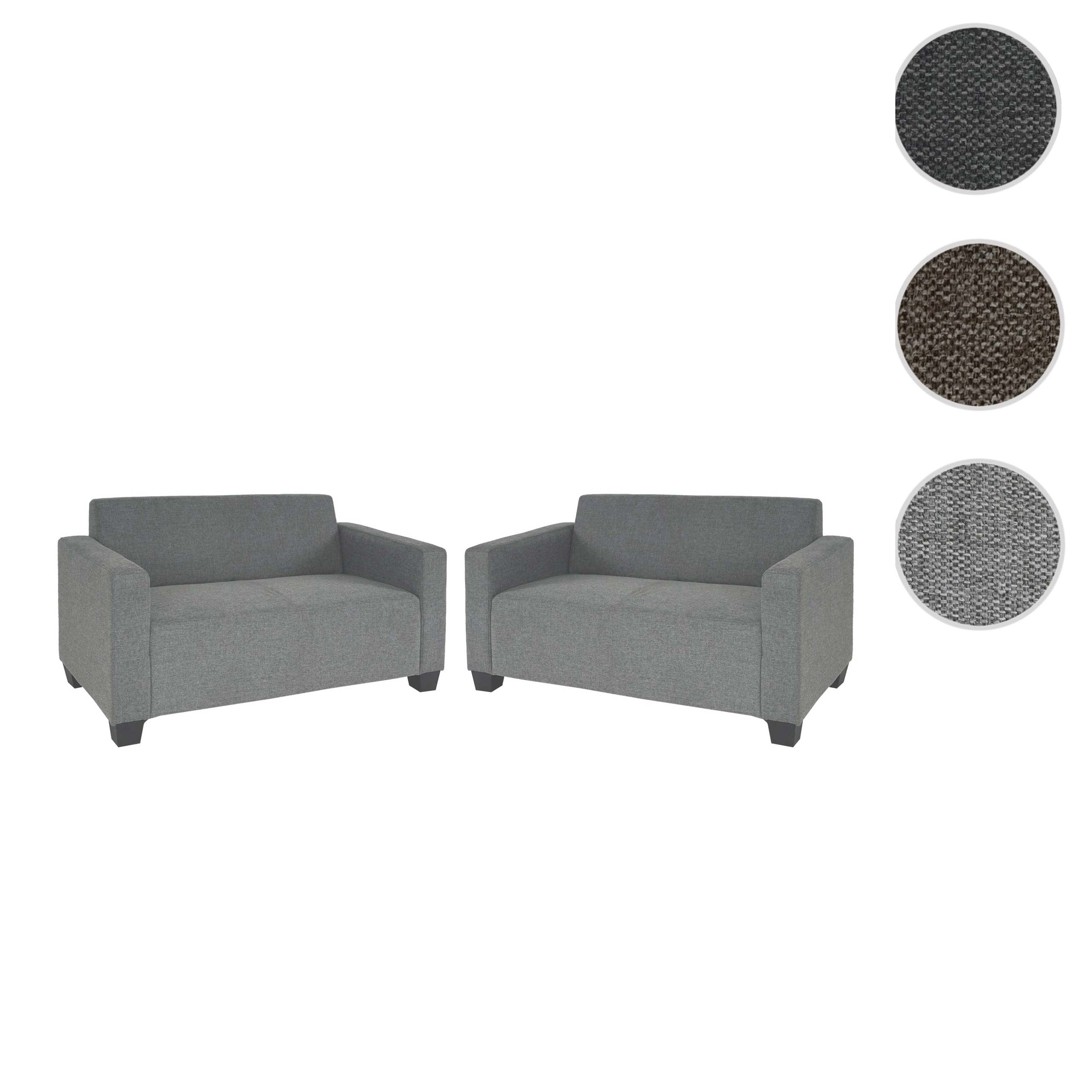 Sofa-Garnitur Couch-Garnitur 2x 2er Sofa Moncalieri Stoff/Textil ~ grau
