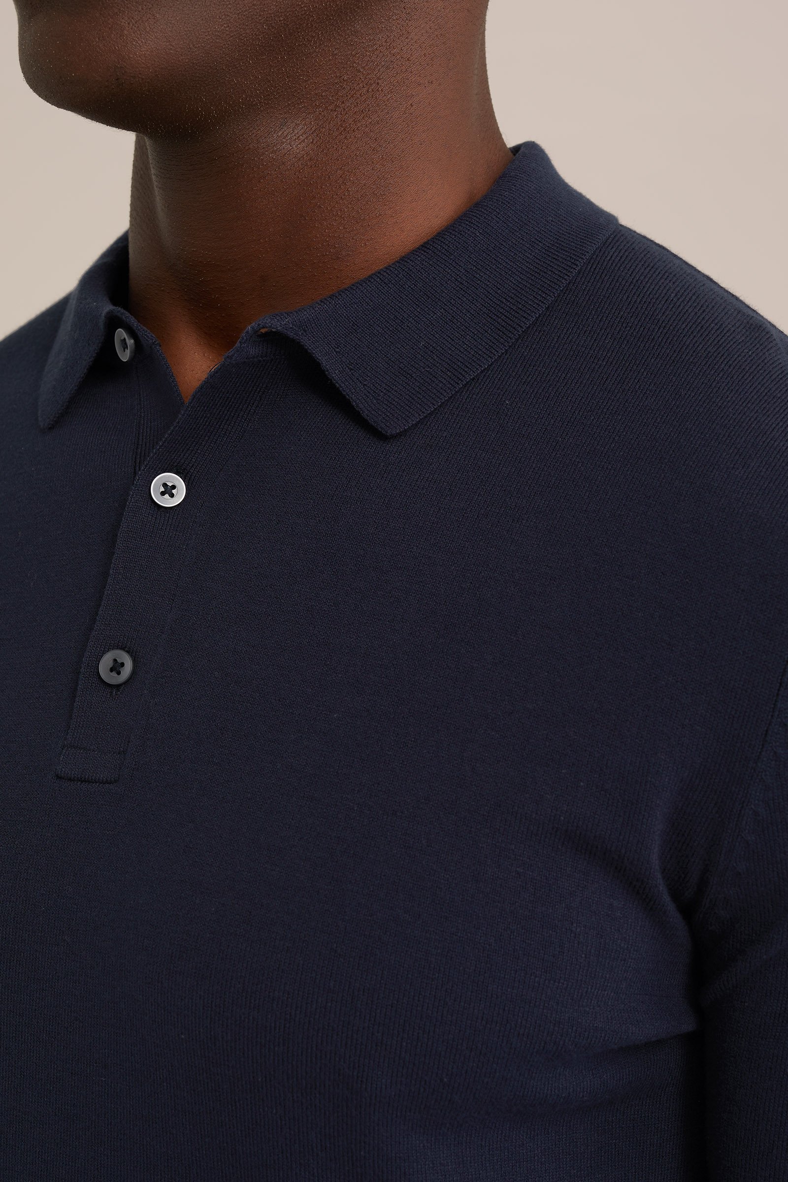 fijngebreide polo Fundamentals Donkerblauw