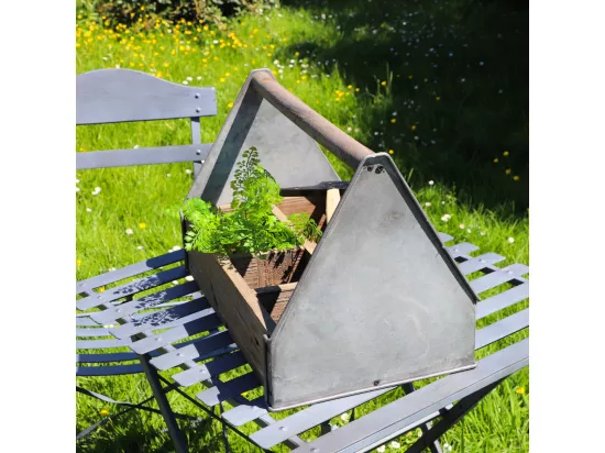 Panier caisse casier de cuisine bois métal marron 44 x 28 x 30.5 cm