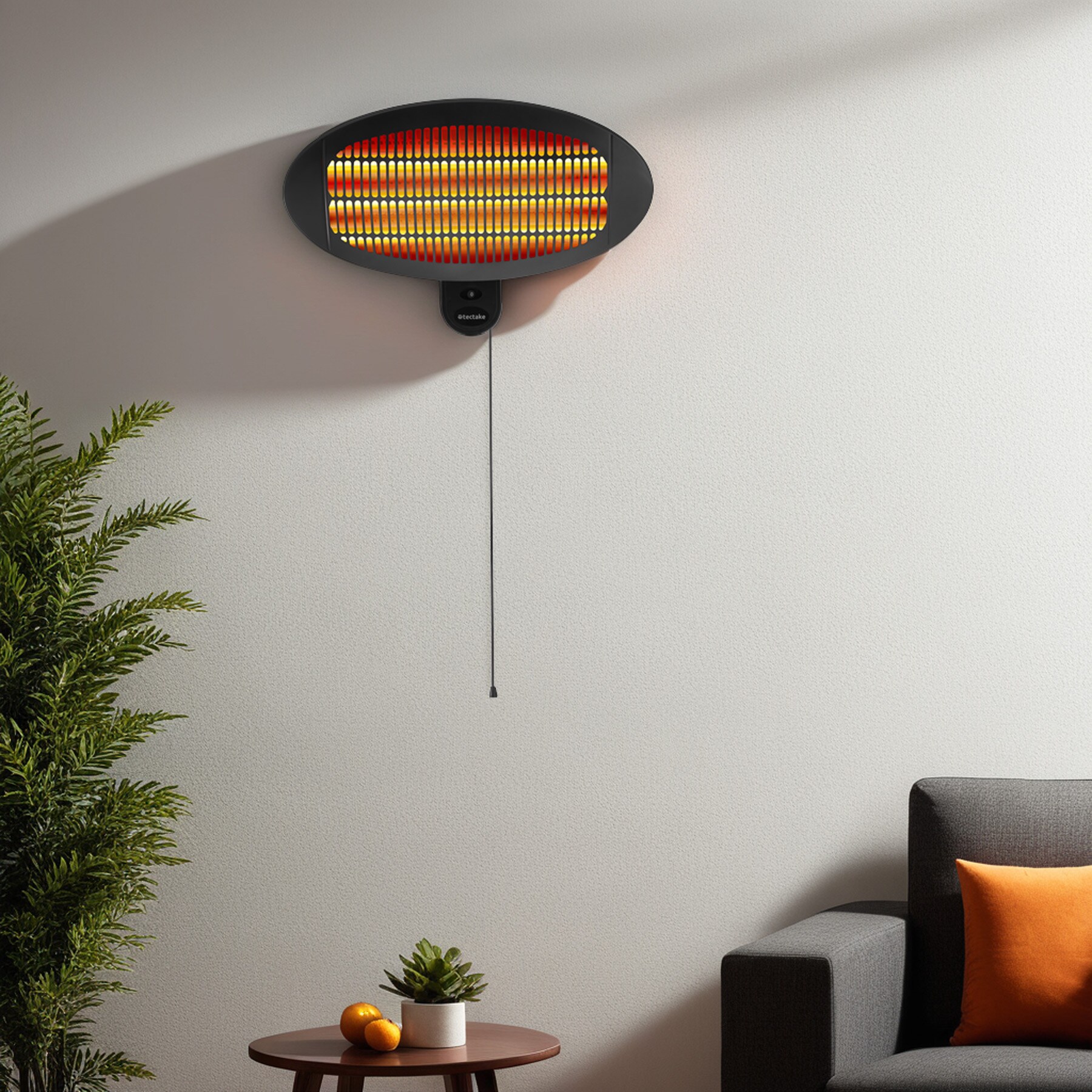 tectake® Infrarotheizstrahler, 3 Leistungsstufen, 650, 1300 und 2000 W, höhenverstellbar und neigbar, Wandmontage möglich, 50 x 50 x 136 - 213 cm