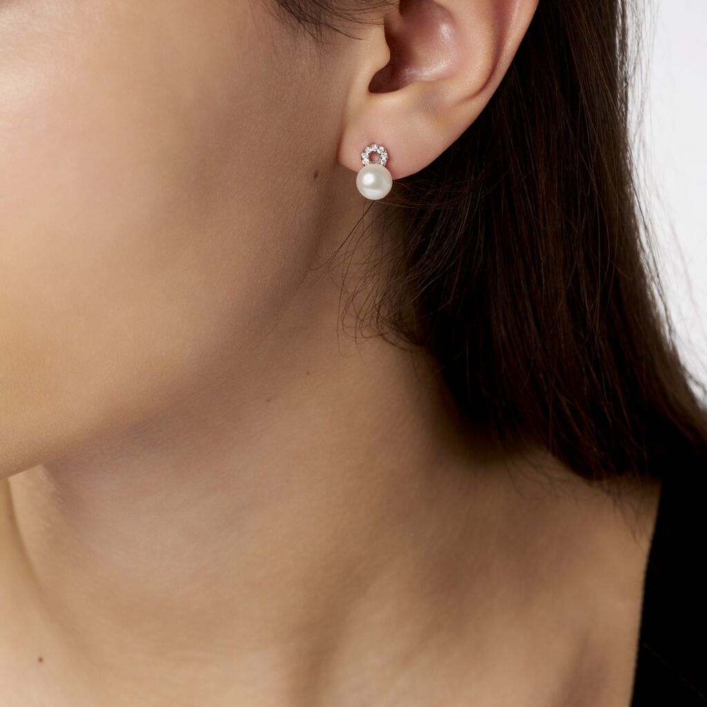 Boucles D'oreilles Pendantes Lilio Argent  Perle De Culture Et Oxyde