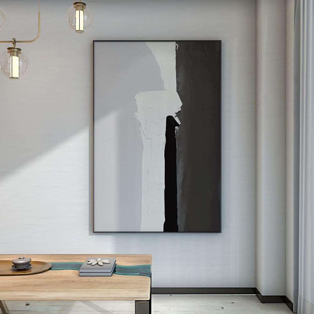 Ölbilder Auf Leinwand Handgemalt, Grau Weiß Schwarz Textur Kontrast Minimalistisch Moderne Abstrakte Kunstwerke Rahmenlose Handgemalte Ölgemälde Auf Leinwand Wandkunst Für Wohnzimmer Schlafzim